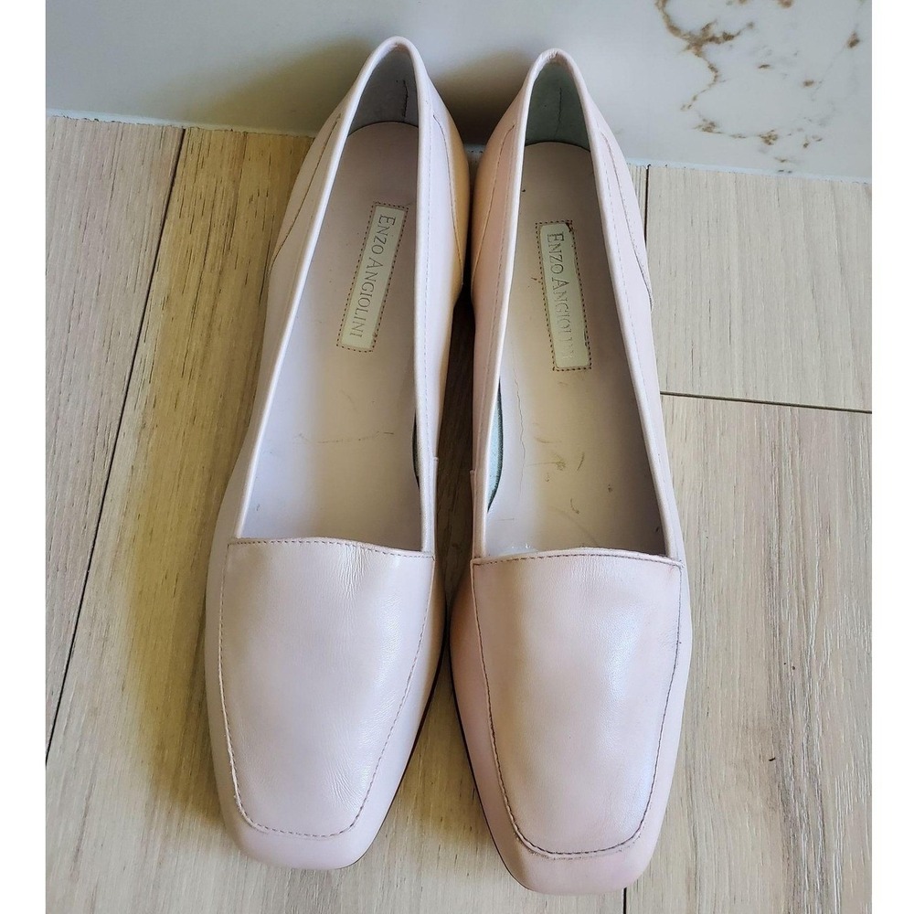 Enzo Angiolini Liberty Loafers Women 9 Pink Leather Vintage Square Toe Slip Flat
